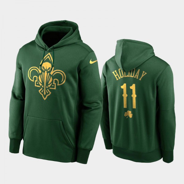 Jrue Holiday New Orleans Pelicans #11 Men's 2020 St. Patrick's Day Golden Limited Pullover Hoodie - Green